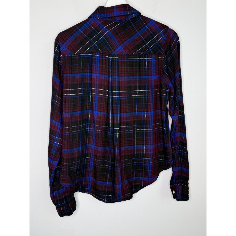 Evereve Plaid Long Sleeve Button-Down Flannel Shirt Multi Women's Size Small - Picture 8 of 10